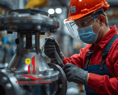 Inspeção visual de válvula antes da calibração.