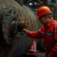 Técnico realizando inspeção NR13 em caldeira industrial
