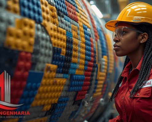 inspetor fazendo inspeção em vaso de pressão