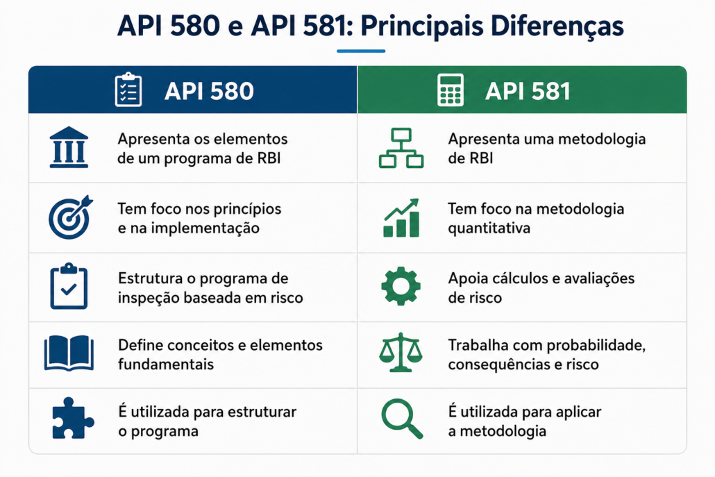 Qual a diferença entre API 580 e API 581 Qual a diferença entre API 580 e API 581?