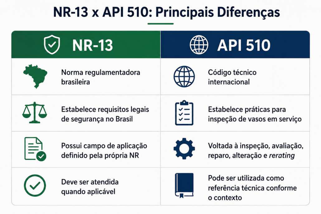API 510 é a mesma coisa que NR-13? API 510 é a mesma coisa que NR-13