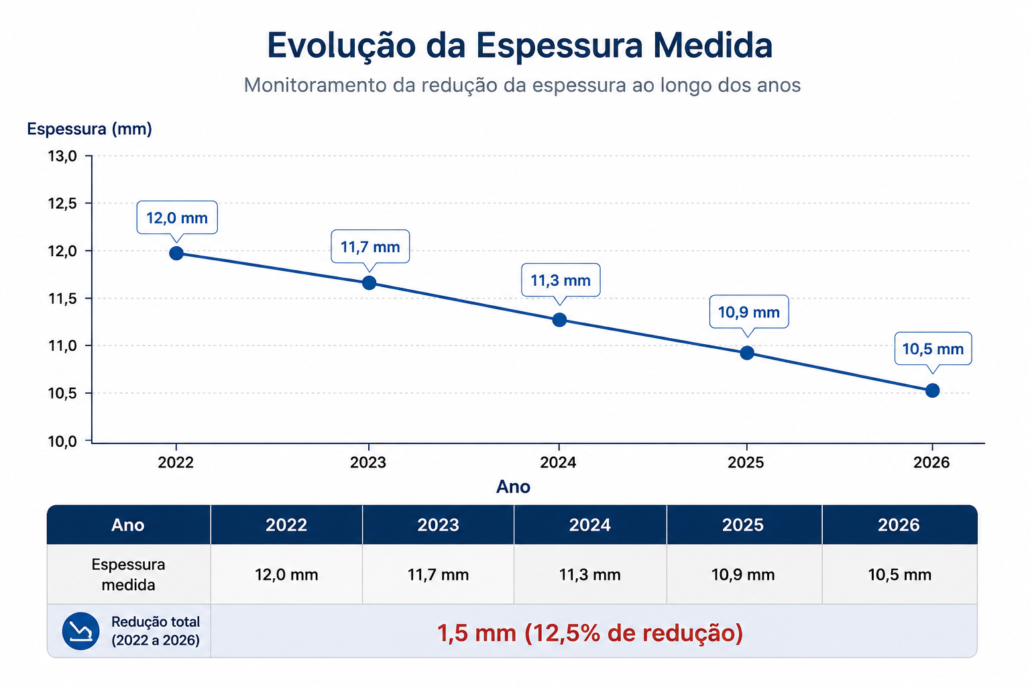 medição de espessura por ultrassom planilha com histórico de medição de espessura por ultrassom NR13