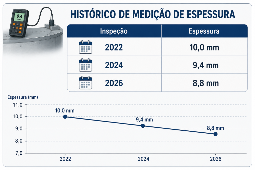 medição de espessura tanque
