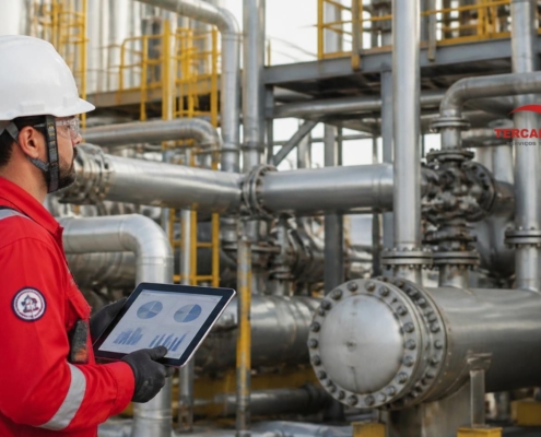 Engenheiro analisando riscos de equipamentos industriais conforme API 581